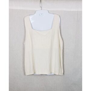 Gilli Womens 2X Ivory Linen Blend Square Neck Sleeveless Tank Top Spring